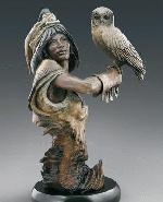 Bronze Sculpture, Martin Eichinger, Owl, Dark